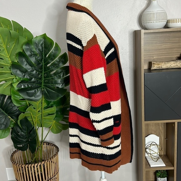 Express • color block open front knit cardigan - Picture 3 of 10